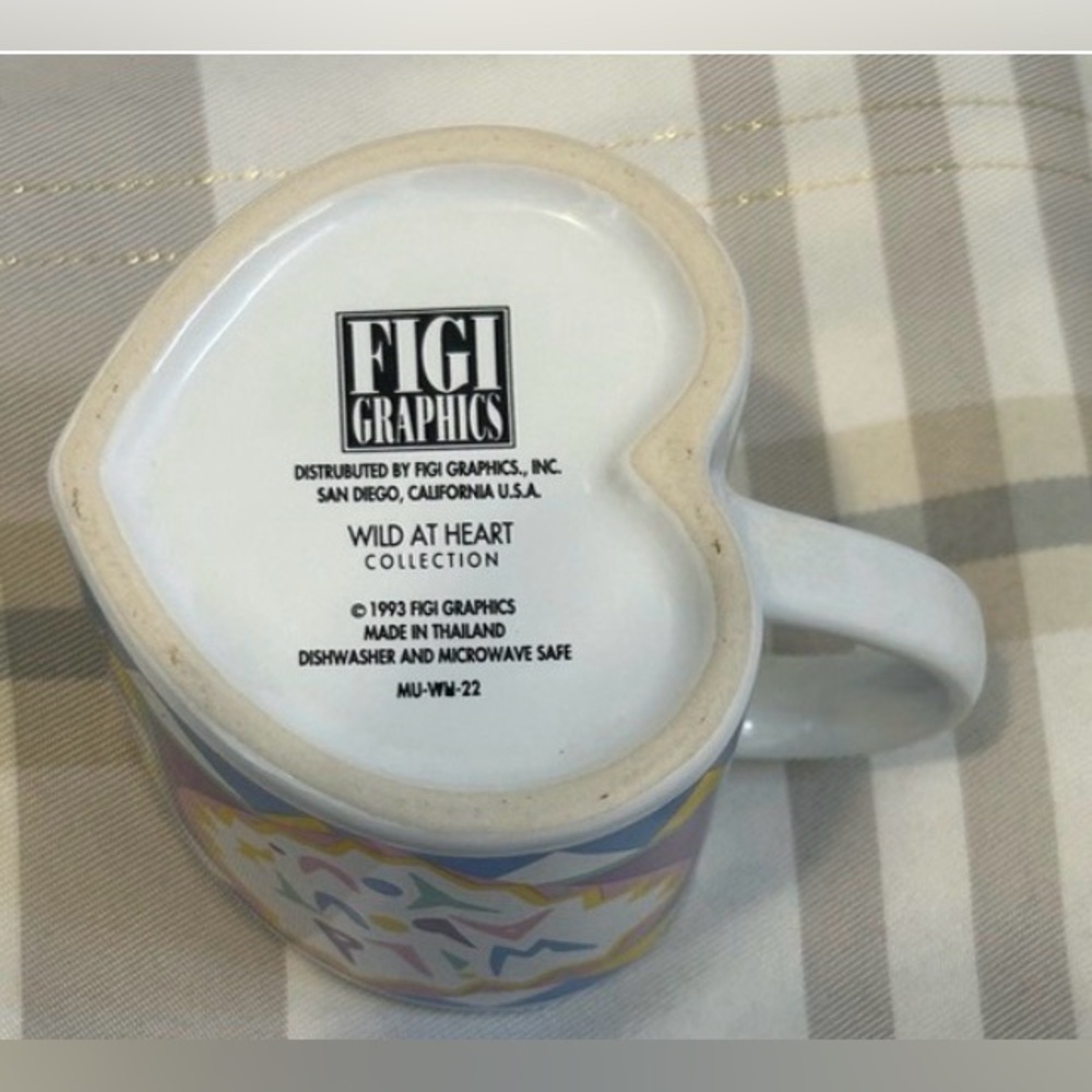 VINTAGE HEART SHAPED MUG ‘WILD ABOUT YOU’ 1993 FIJI GRAPHICS - Picture 4 of 5